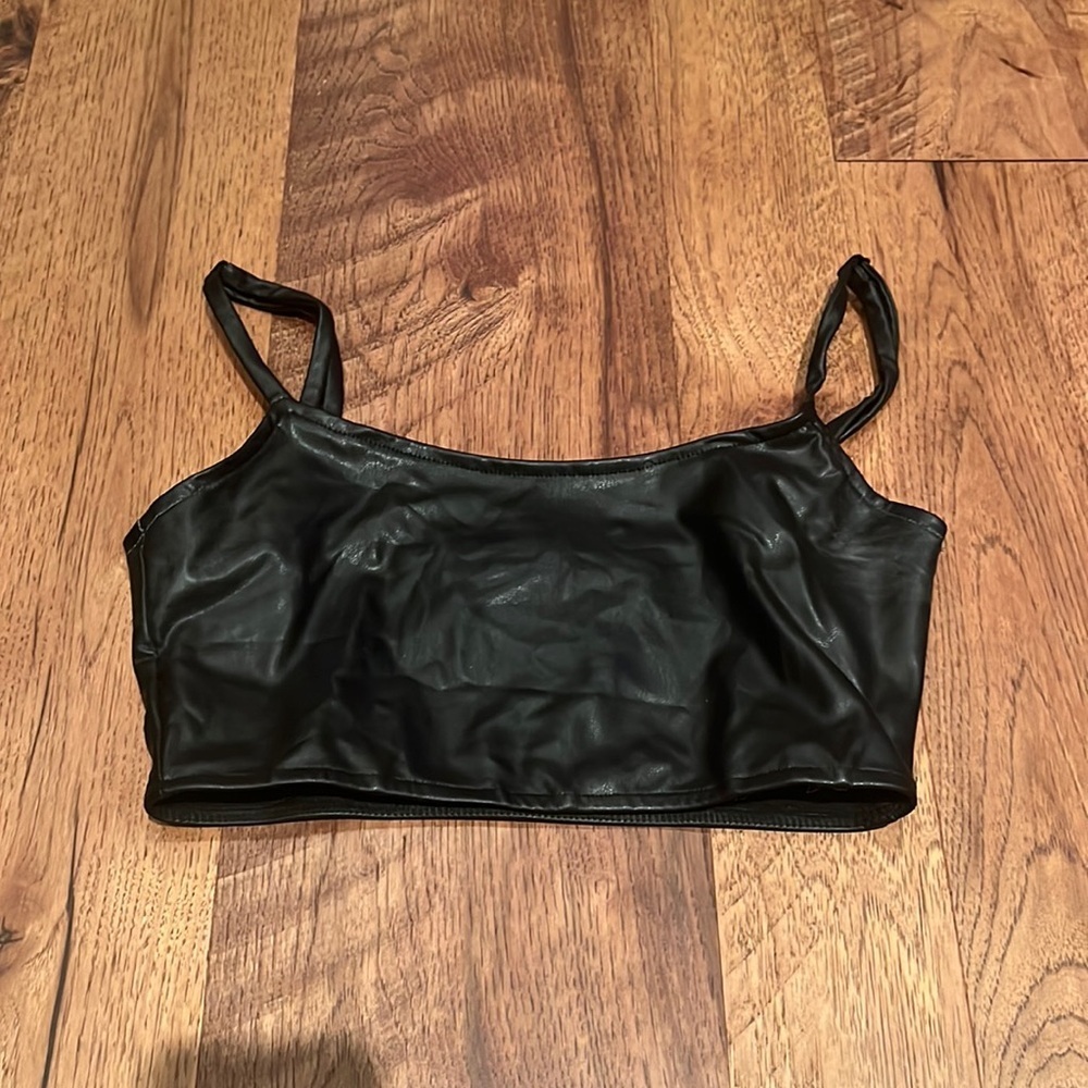 BB Dakota Woman’s Black Leather Crop Top Size XS